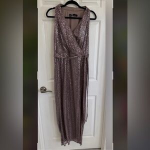 Chetta B Sequin Dress in Mauve and Silver